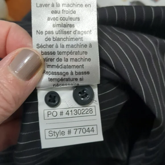 🆕 NORTH END Ladies Blouse Black strip Button front SZ L long sleeve Shirt Top - Picture 8 of 10